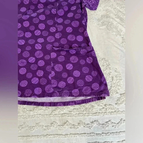 Scrubstar Purple Dots Scrub Top V-neck - Picture 2 of 5